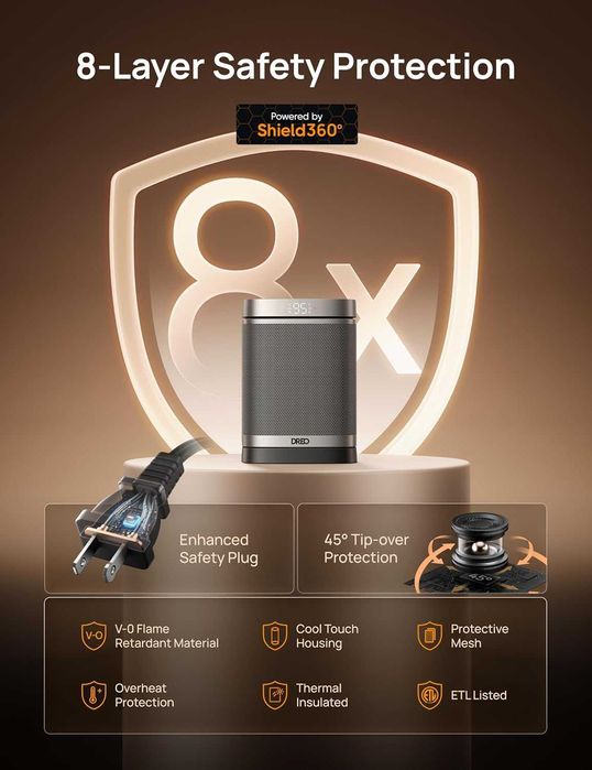 DREO вентилаторна печка, 1500W, PTC керамичен нагревател, дистанционно