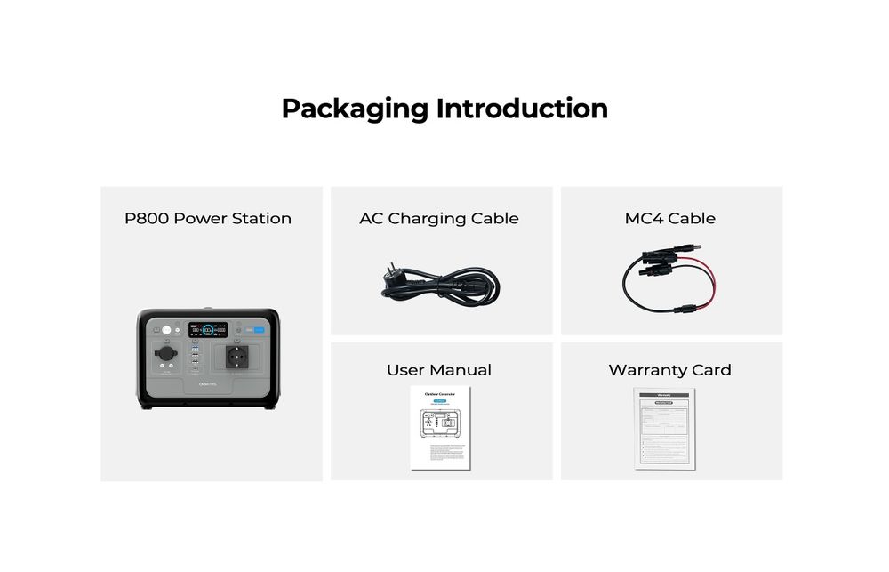Statie portabila de alimentare Oukitel P800 512Wh 800W power station baterie externa
 Capacitate: 512Wh
Putere nominala: 800W (peak 1600W)
Unda sinuso
