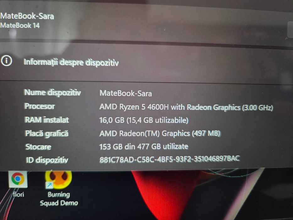 Laptop Huawei MateBook 14 - Ryzen 5 4600H, 16GB RAM, 512GB SSD, Ecran 2K