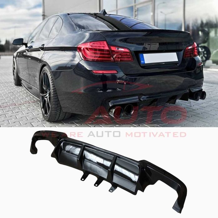 Дифузьор оребрен за BMW F10, F11 – M5 визия  на щипки, бмв, двоен
