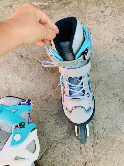 ролери 35-38 oxelo каска пълен комплект наколенки и сак