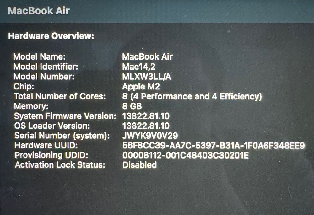 Macbook air m2 space grey