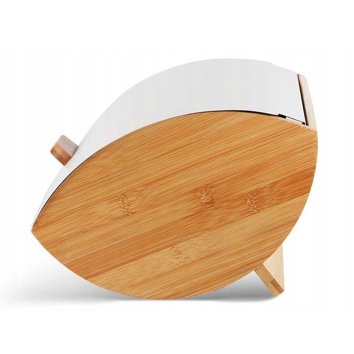 Set cutie pentru paine din bambus cu capac otel si 3 recipiente pentru