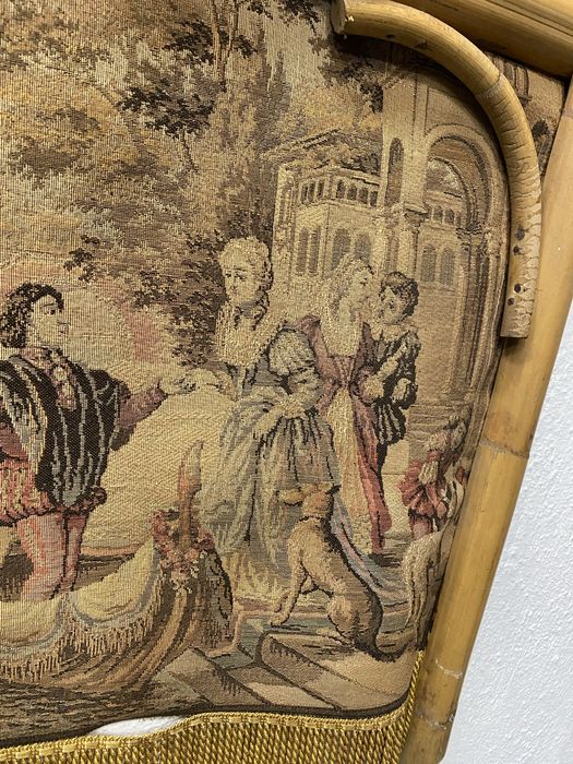 Стар френски гоблен с рамка от бамбук 140/60 см