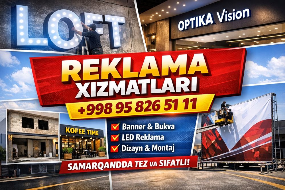 Reklama yonadigan xariflar baner 24/7