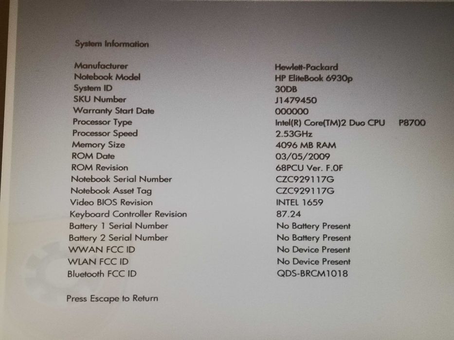 Laptop Hp EliteBook6930P