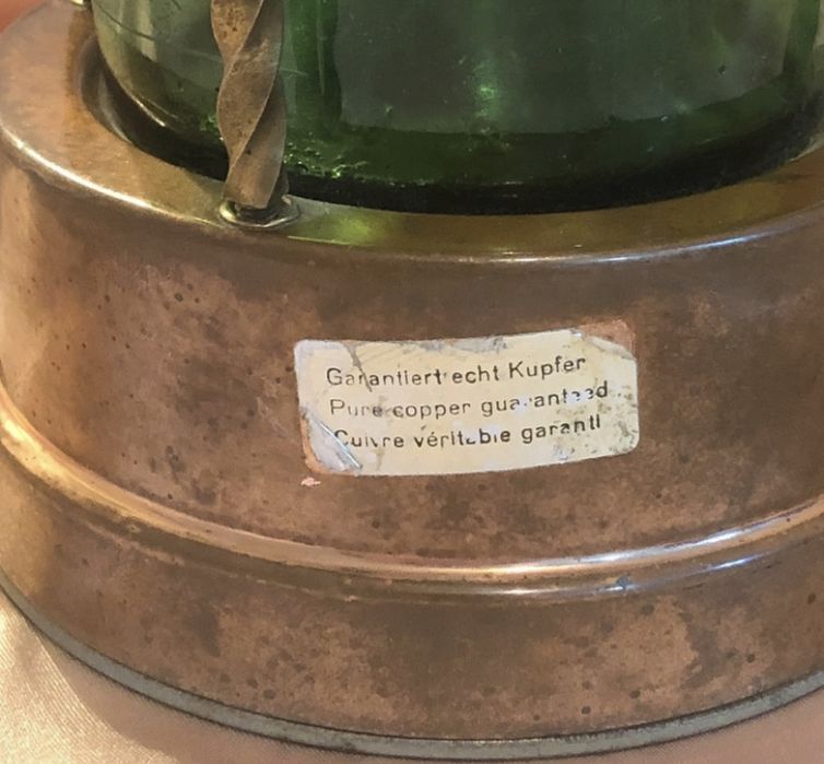 Sticla muzicala, cu suport din cupru