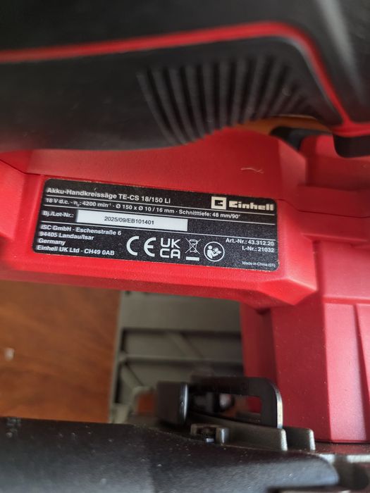 Fierastrau circular EINHELL TE-CS 18/150 Li - Solo, 18V, 4200mm, fara acumulator - DEFECT