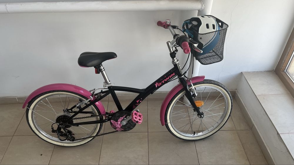 Bicicleta copii 20 inch B’Twin 500, 6 viteze Shimano + casca
