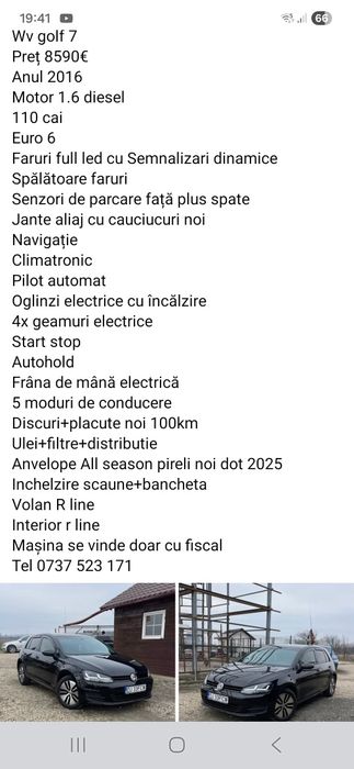 Volkwagen golf 7 1.6 diesel.IMPECABIL.Euro 6