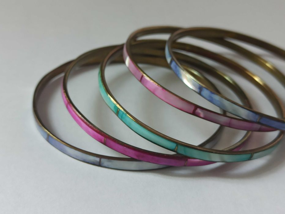 Мода разное брас-лет-пять-колец-перламутр.