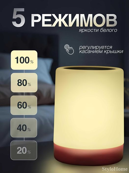 Ночник светильник детский для сна с RGB подсветкой сенсорный с пультом