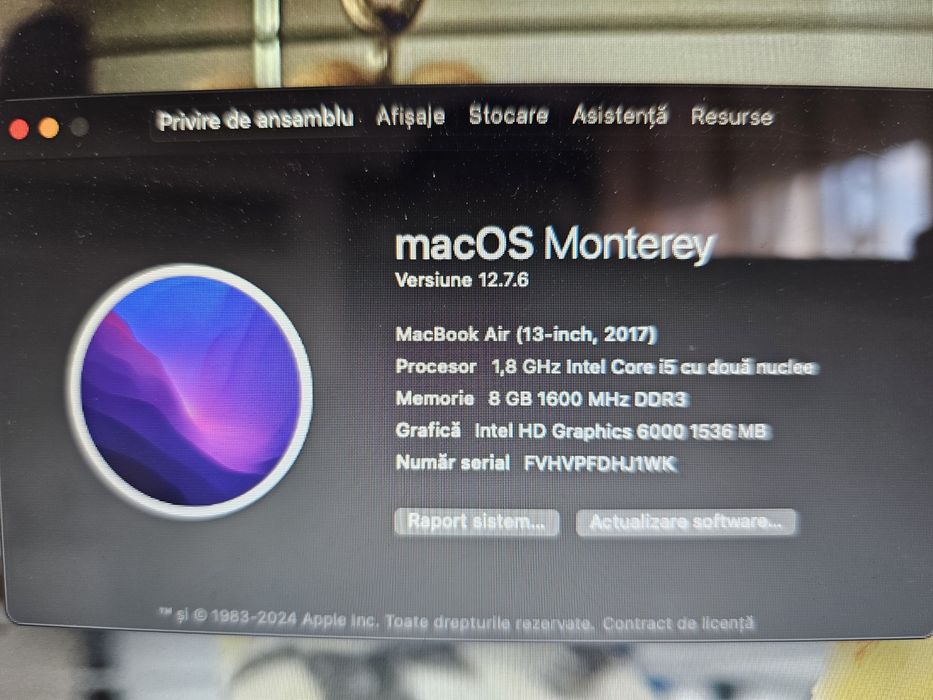 MacBook Air 13″ 2017 cu Baterie NOUĂ si incarcator orginal