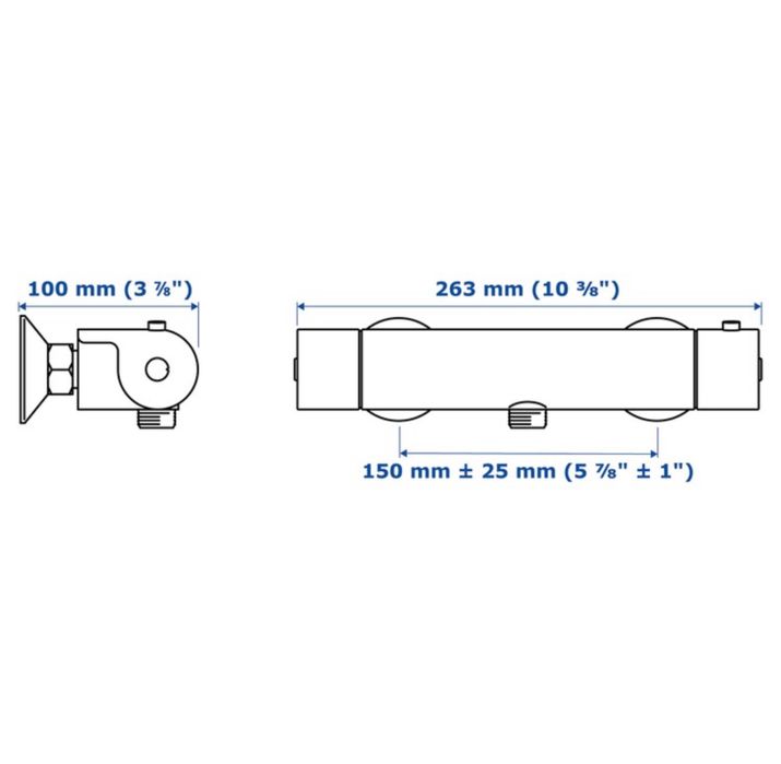 Vand Baterie dus/termostat, cromat, 150 mm