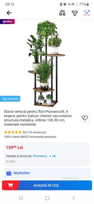 Suport plante cu structură metalică – interior / balcon