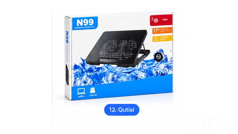 N99 Notebook Cooling Pad — Noutbuk uchun 2 ventilyatorli sovutkich