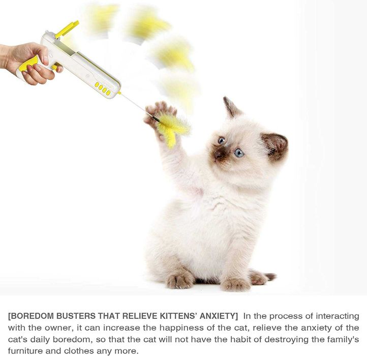 Интерактивна игра за котки- пистоет с топка и перо Qingquan