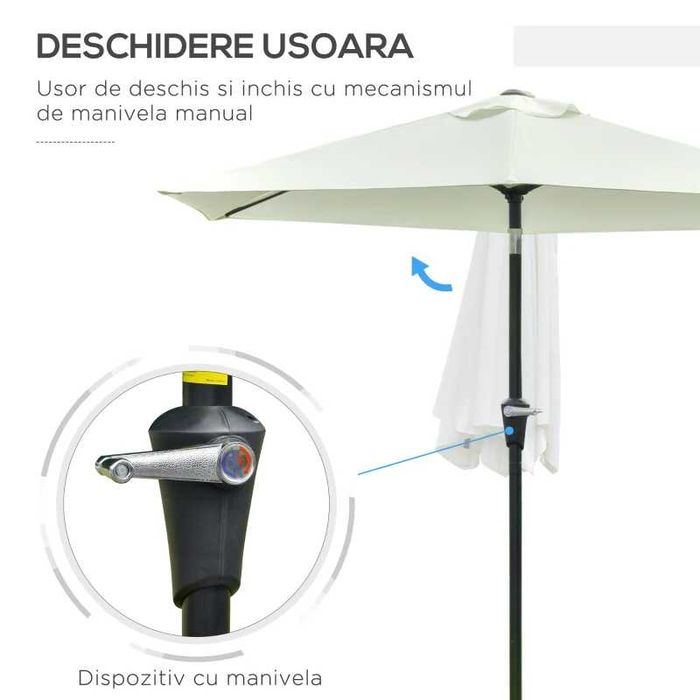 Umbrela Alba cu Manivela , Outsunny , x6 buc