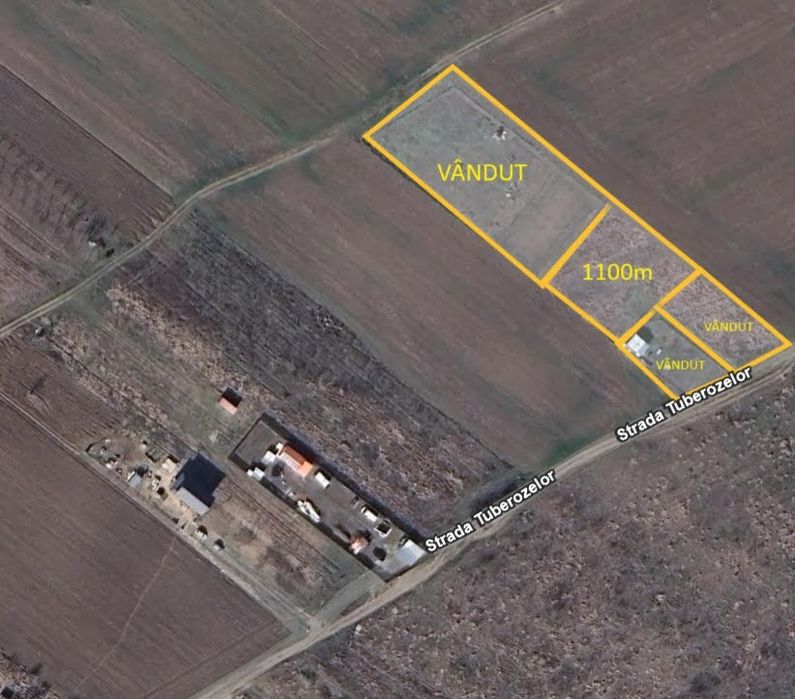 Teren intravilan str. Tuberozelor, 1100mp, com. 1 De