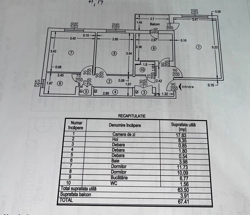 Apartament 3 camere , confort I , mobilat , utilat , centrala , aer condiționat , izolat termic .
