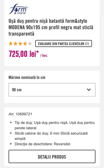 Vând sticlă de duș modena set complet