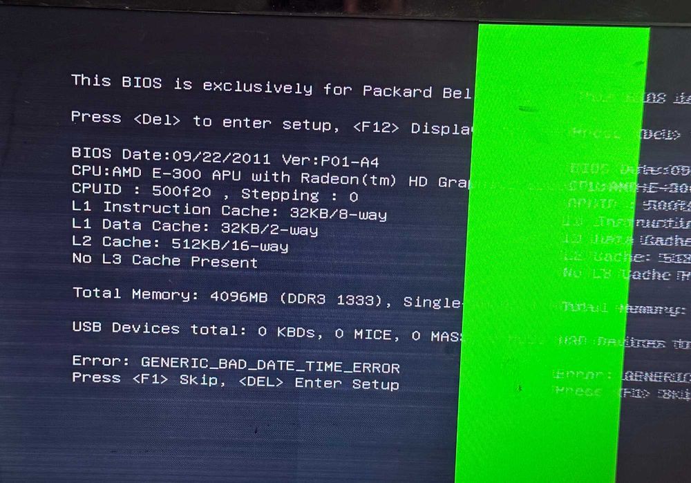 Packard Bell All In One AMD E300 4GB HDD Functional Defect Ecran