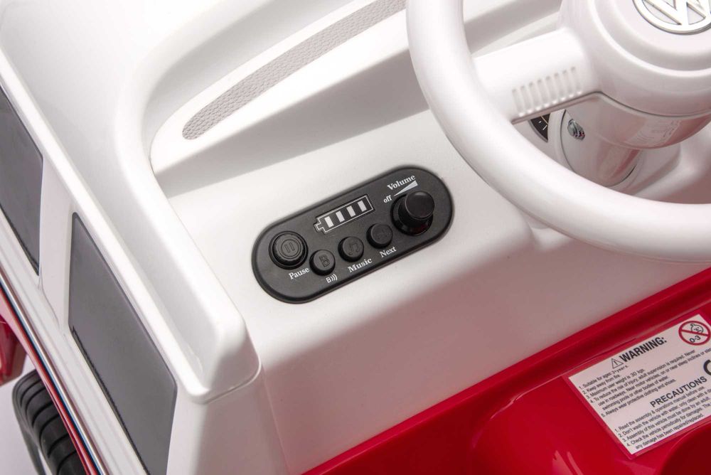 Masinuta electrica VW Samba Bus 2x 35W, roti moi, scaun tapitat RED