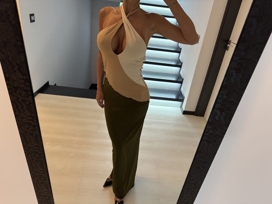 Rochie in trei culori lunga