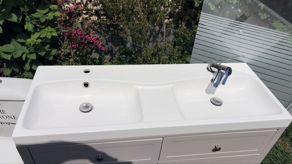 Set mobilier chiuveta dubla, wc, sticla paravan, baterie