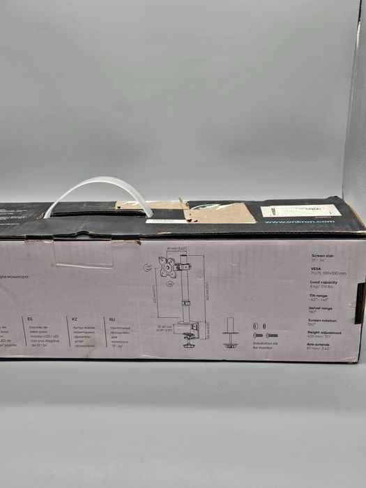 Универсална бюро стойка за монитор ONKRON D101E, 13"–34", 8 кг, черна