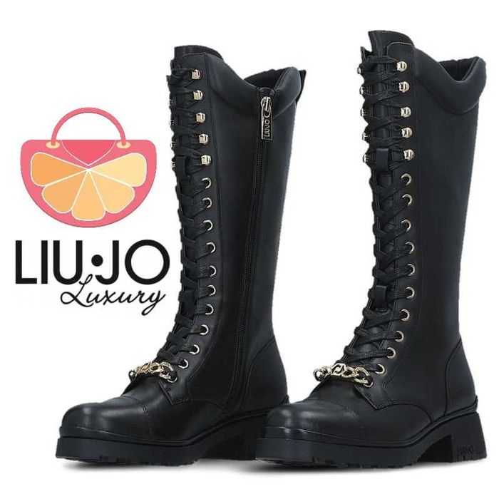 %ПРОМО%до 31.01!LIU JO № 38 – Дамски ботуши естествена кожа "BLACK & G