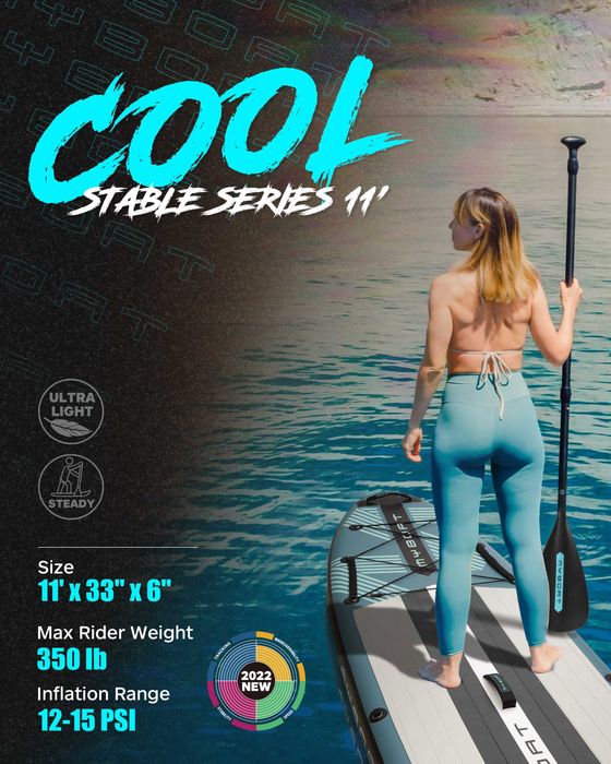 Нов, висок клас, 335 СМ широк надуваем падъл борд SUP MYBOAT MY11 (MYBOAT Blue/Grey) в синьо-сив дизайн.
