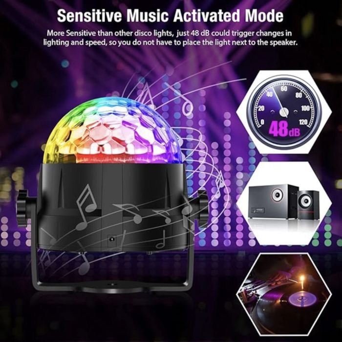 Lampă disco RGB LED – joc de lumini, telecomandă, mod muzică