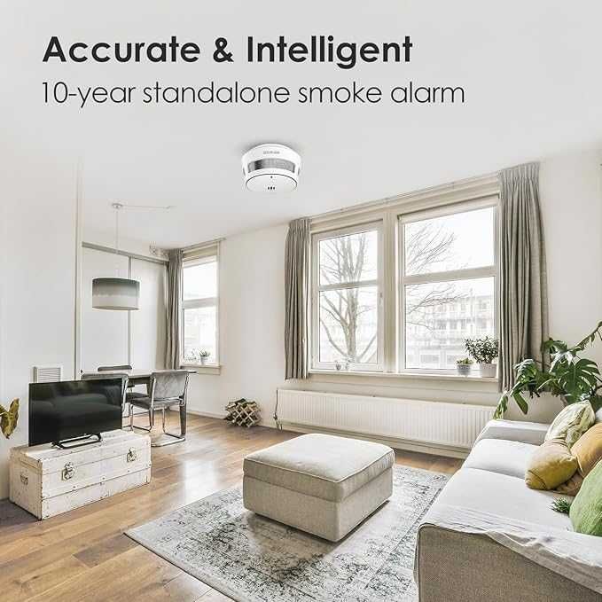 Alarma de fum, baterie 10 ani, alarme de incendiu pentru casă EN14604