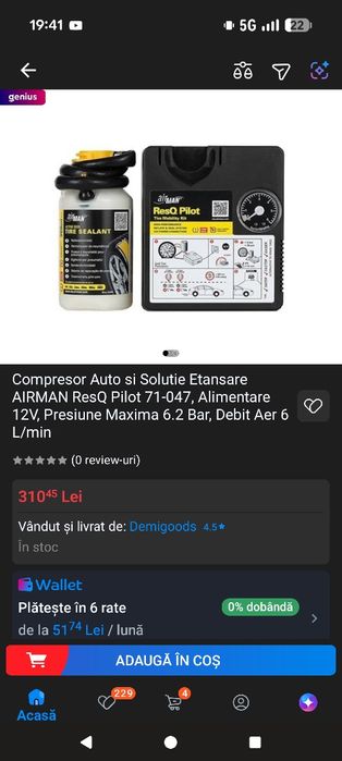 Kit auto pana  și compresor