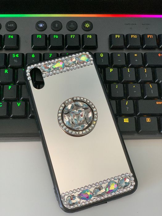 Husa oglinda, inel si pietricele iPhone XS Max , 11 Pro , 11 Pro Max