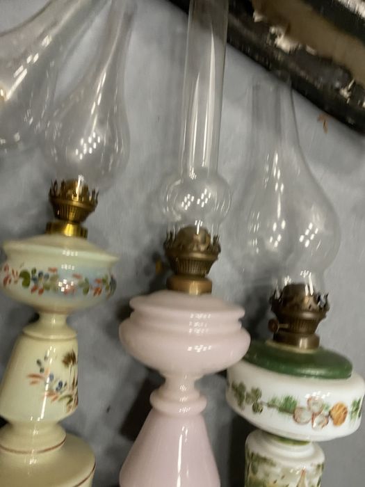 Френски газени лампи от духано цветно стъкло газена лампа