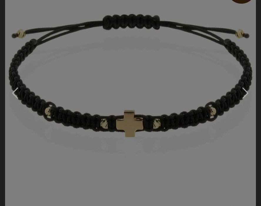 Мъжка гривна с конец и 14 карата златен елемент кръст .