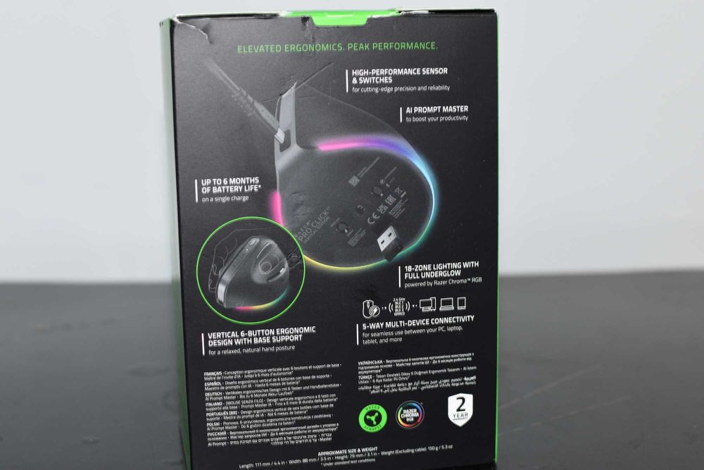 Vand Mouse vertical Razer Pro Click V2 Sigilat
