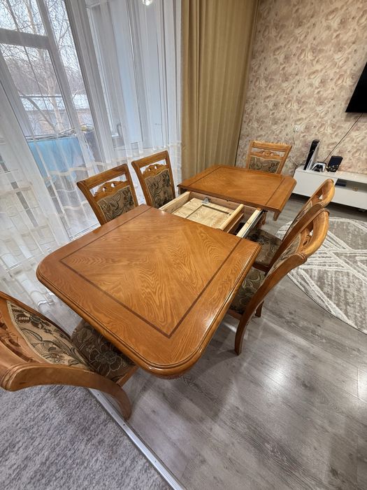 Дубовый стол, 6 стульев