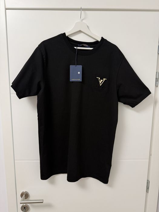 Tricou Louis Vuitton negru, logo metalic, mărimea XXL  nou cu etichetă