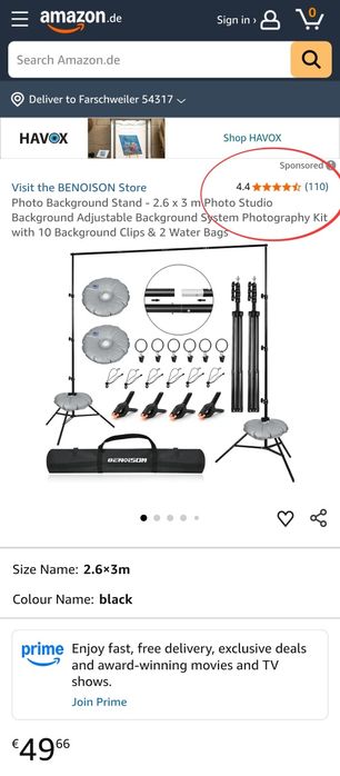 Професионална стойка за фото фон BENOISON 2.6x3м с аксесоари