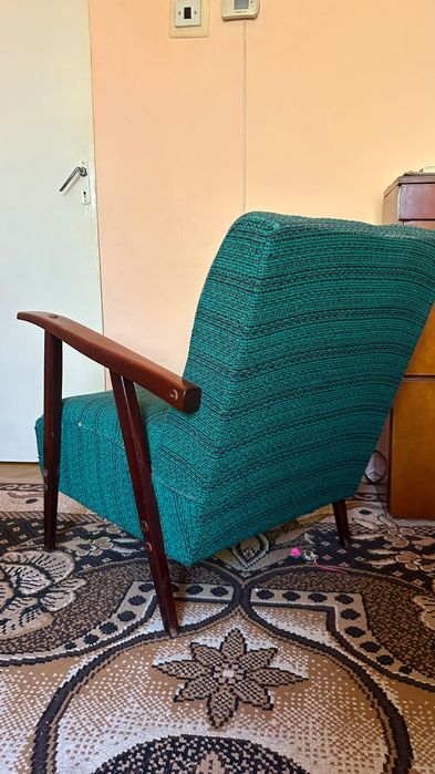 set de 4 fotolii vintage în stil Mid-Century Modern (anii '70-80), verde smarald