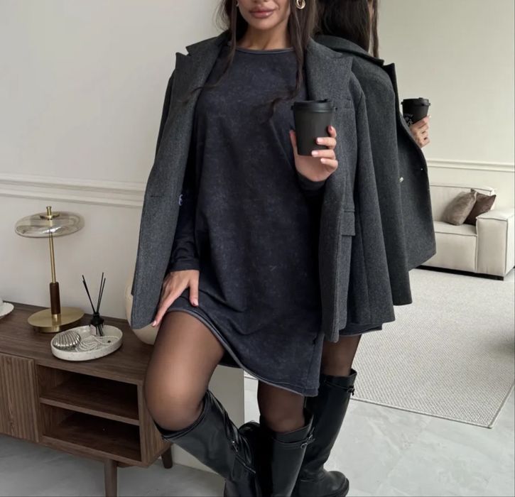 Трикотажное платье повседневное оверсайз Size S