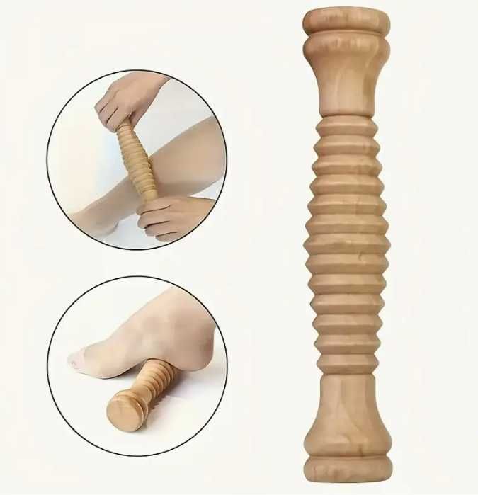 Дървен Терапевтичен Ролер/ въже с ролки/ масажор за крака