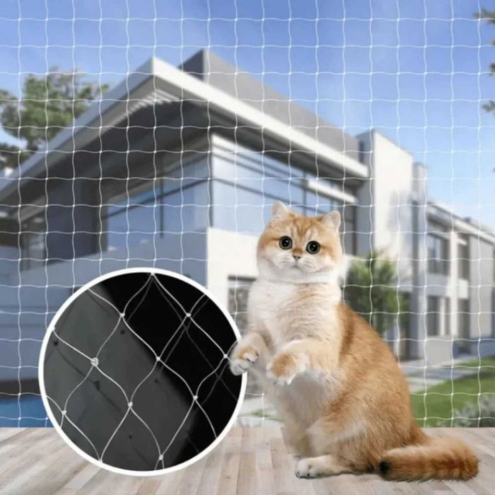Plasa protectie pisici balcon si fereastra, Transparet/Alb, 3m x 5m