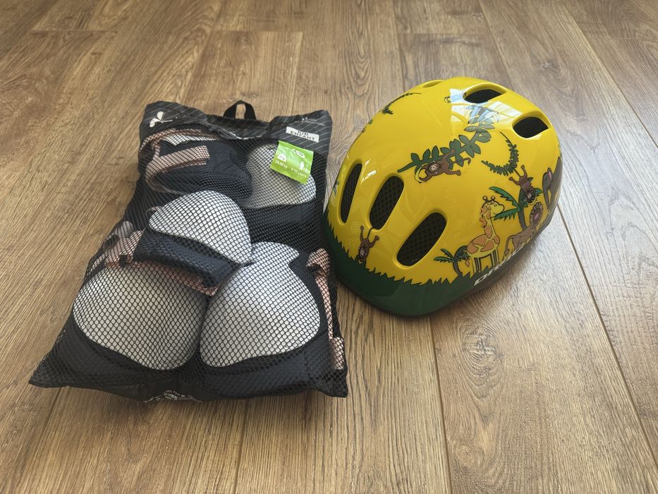 Комплект протектори от Decathlon и каска Drag