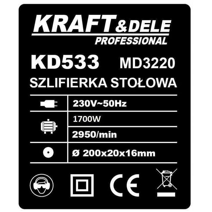 Polizor de banc cu 2 pietre, 2950 rpm, 200 mm, prelucrare uscata