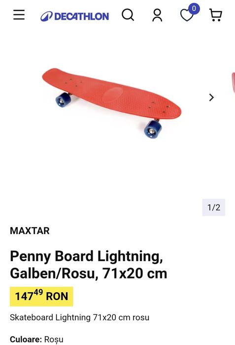 Skateboard Penny Board cu Lumini rosu ca nou