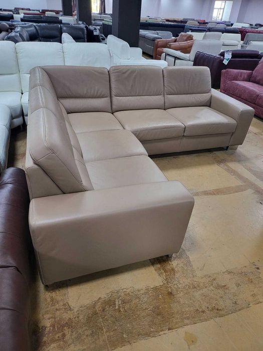 Бежов кожен ъглов диван "ALDOSA"